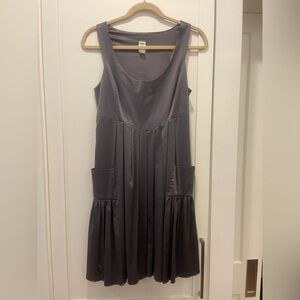 ABAETE Dress - Gray Satin Sleeveless Racerback Side Zip Dress with pockets - SZ8